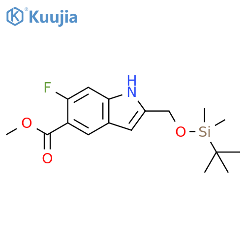 2-(tert-Butyl-dimethyl-silanyloxymethyl)-6-fluoro-1H-indole-5-carboxylic acid methyl ester structure