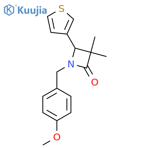 1-[(4-Methoxyphenyl)methyl]-3,3-dimethyl-4-(thiophen-3-yl)azetidin-2-one structure