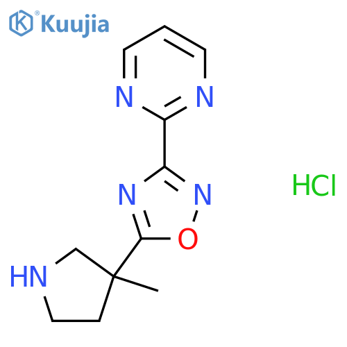 5-(3-Methylpyrrolidin-3-yl)-3-pyrimidin-2-yl-1,2,4-oxadiazole;hydrochloride structure