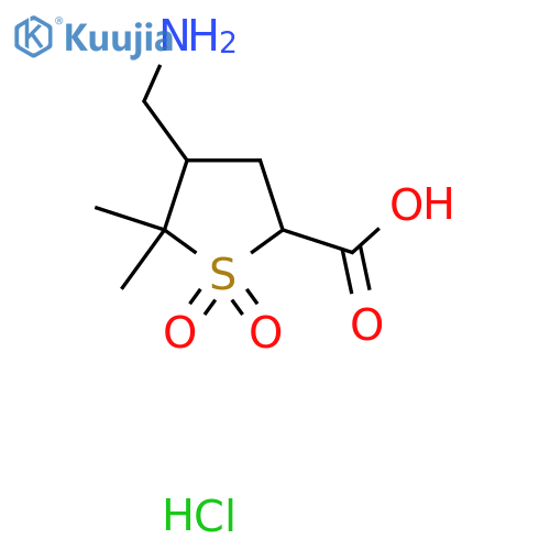 4-(Aminomethyl)-5,5-dimethyl-1,1-dioxothiolane-2-carboxylic acid;hydrochloride structure