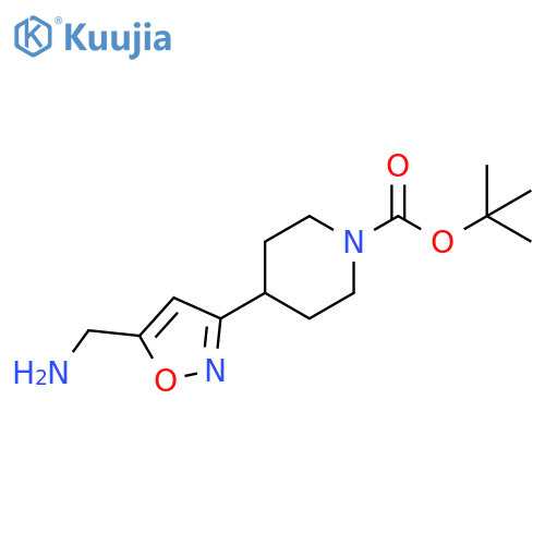 1-Piperidinecarboxylic acid, 4-[5-(aminomethyl)-3-isoxazolyl]-, 1,1-dimethylethyl ester structure