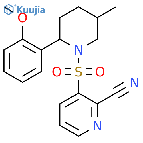 3-[2-(2-Methoxyphenyl)-5-methylpiperidin-1-yl]sulfonylpyridine-2-carbonitrile structure
