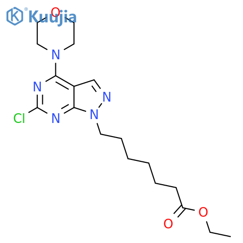 Ethyl 7-(6-chloro-4-morpholino-1H-pyrazolo[3,4-d]pyrimidin-1-yl)heptanoate structure
