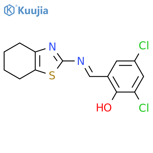 2,4-dichloro-6-(1E)-(4,5,6,7-tetrahydro-1,3-benzothiazol-2-yl)iminomethylphenol structure