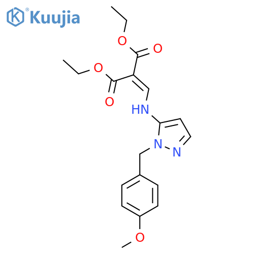 diethyl ({[1-(4-methoxybenzyl)-1H-pyrazol-5-yl]amino}methylidene)propanedioate structure