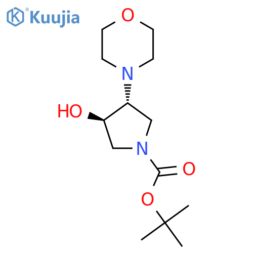 rac-tert-butyl (3R,4R)-3-hydroxy-4-(morpholin-4-yl)pyrrolidine-1-carboxylate structure
