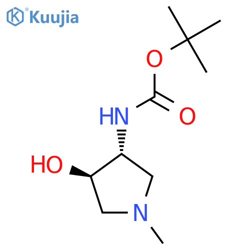 rac-tert-butyl N-[(3R,4R)-4-hydroxy-1-methylpyrrolidin-3-yl]carbamate structure