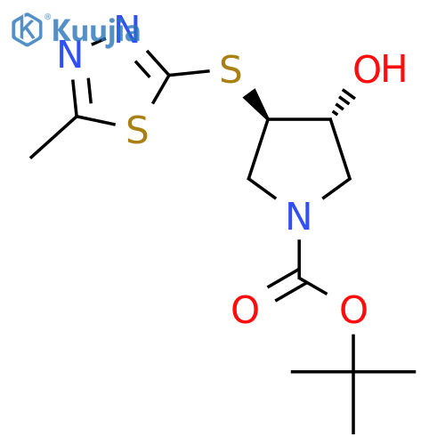 Tert-butyl (3R,4R)-3-hydroxy-4-[(5-methyl-1,3,4-thiadiazol-2-yl)sulfanyl]pyrrolidine-1-carboxylate structure