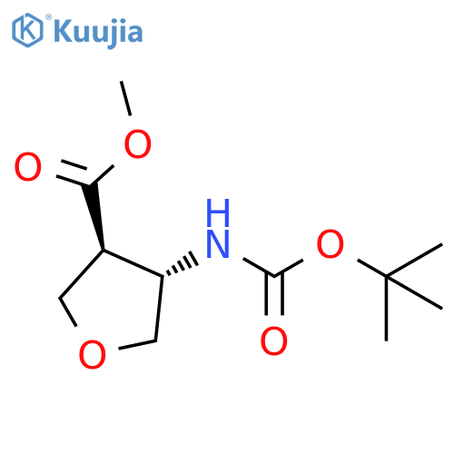(3S,4S)-trans-4-tert-Butoxycarbonylamino-tetrahydro-furan-3-carboxylic acid methyl ester structure