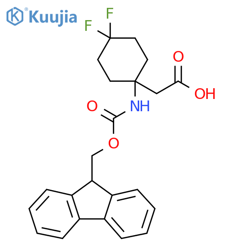 2-1-({(9H-fluoren-9-yl)methoxycarbonyl}amino)-4,4-difluorocyclohexylacetic acid structure