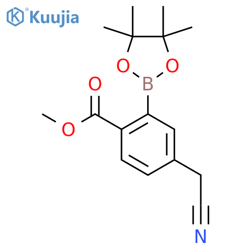 Methyl 4-(cyanomethyl)-2-(4,4,5,5-tetramethyl-1,3,2-dioxaborolan-2-yl)benzoate structure