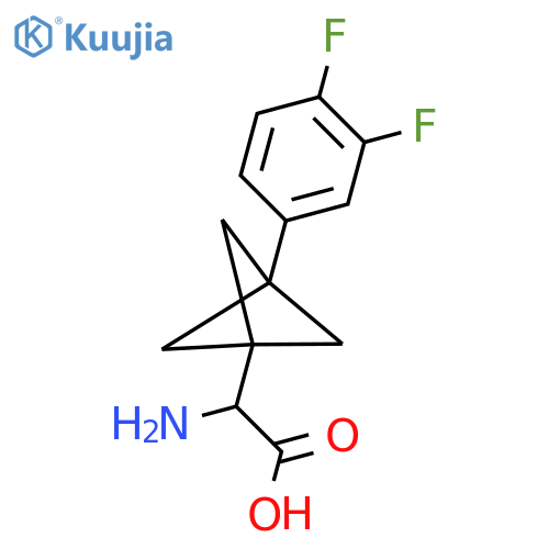 2-Amino-2-[3-(3,4-difluorophenyl)-1-bicyclo[1.1.1]pentanyl]acetic acid structure