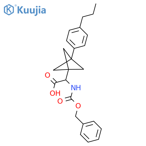 2-(Phenylmethoxycarbonylamino)-2-[3-(4-propylphenyl)-1-bicyclo[1.1.1]pentanyl]acetic acid structure