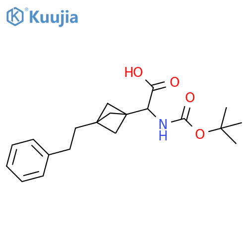 2-[(2-Methylpropan-2-yl)oxycarbonylamino]-2-[3-(2-phenylethyl)-1-bicyclo[1.1.1]pentanyl]acetic acid structure