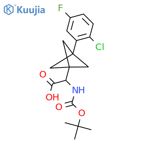 2-{[(Tert-butoxy)carbonyl]amino}-2-[3-(2-chloro-5-fluorophenyl)bicyclo[1.1.1]pentan-1-yl]acetic acid structure