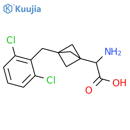 2-Amino-2-[3-[(2,6-dichlorophenyl)methyl]-1-bicyclo[1.1.1]pentanyl]acetic acid structure
