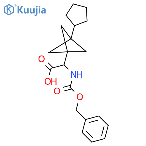 2-(benzyloxycarbonylamino)-2-(3-cyclopentyl-1-bicyclo[1.1.1]pentanyl)acetic acid structure