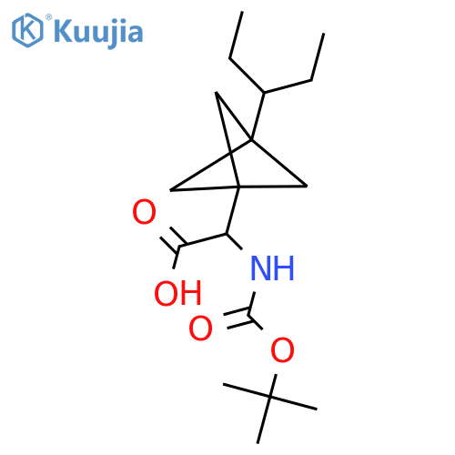 2-[(2-Methylpropan-2-yl)oxycarbonylamino]-2-(3-pentan-3-yl-1-bicyclo[1.1.1]pentanyl)acetic acid structure