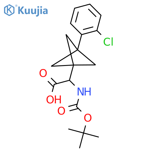 2-[3-(2-Chlorophenyl)-1-bicyclo[1.1.1]pentanyl]-2-[(2-methylpropan-2-yl)oxycarbonylamino]acetic acid structure