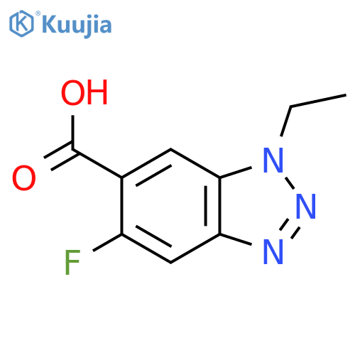 1-ethyl-5-fluoro-1H-1,2,3-benzotriazole-6-carboxylic acid structure