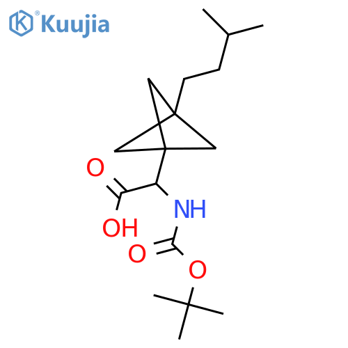 2-[3-(3-Methylbutyl)-1-bicyclo[1.1.1]pentanyl]-2-[(2-methylpropan-2-yl)oxycarbonylamino]acetic acid structure