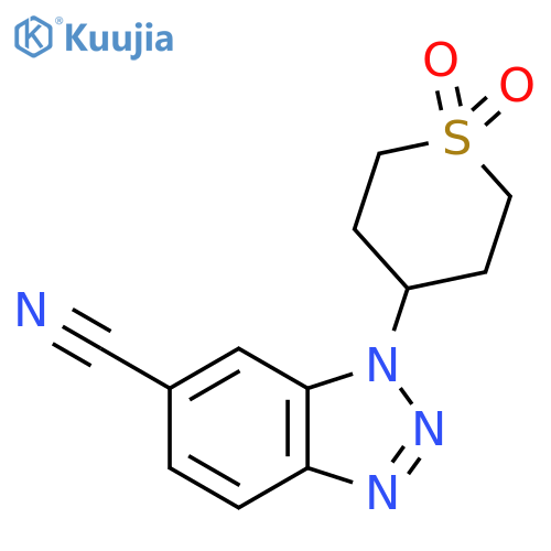 1-(1,1-dioxo-1lambda6-thian-4-yl)-1H-1,2,3-benzotriazole-6-carbonitrile structure