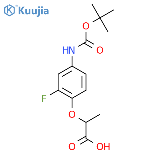 2-[2-Fluoro-4-[(2-methylpropan-2-yl)oxycarbonylamino]phenoxy]propanoic acid structure