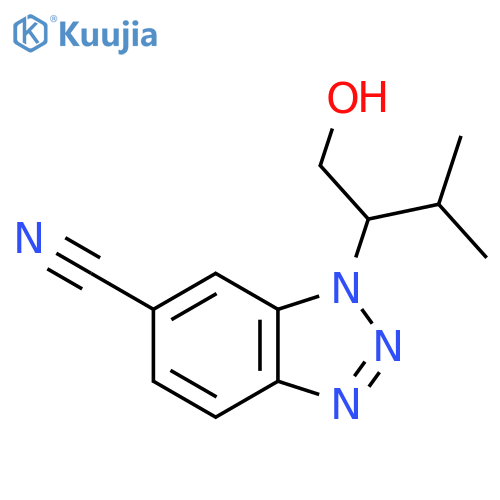1-(1-hydroxy-3-methylbutan-2-yl)-1H-1,2,3-benzotriazole-6-carbonitrile structure