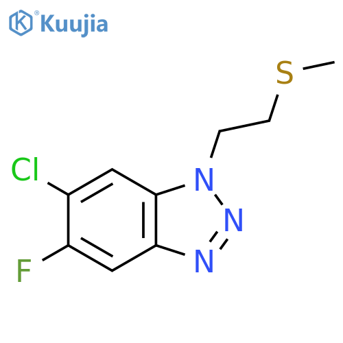 6-chloro-5-fluoro-1-[2-(methylsulfanyl)ethyl]-1H-1,2,3-benzotriazole structure