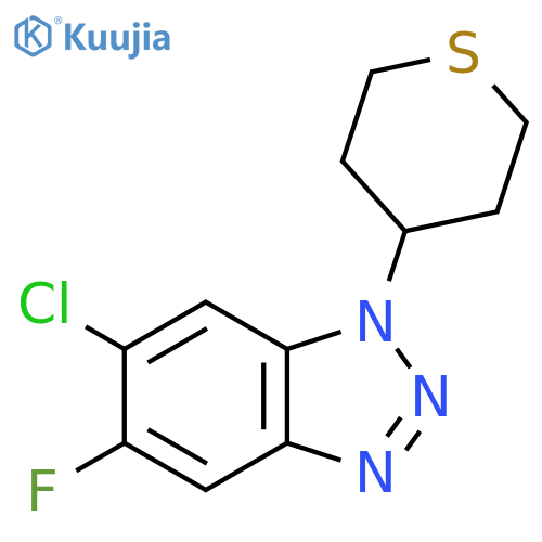 6-chloro-5-fluoro-1-(thian-4-yl)-1H-1,2,3-benzotriazole structure