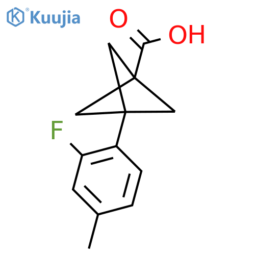 3-(2-Fluoro-4-methylphenyl)bicyclo[1.1.1]pentane-1-carboxylic acid structure