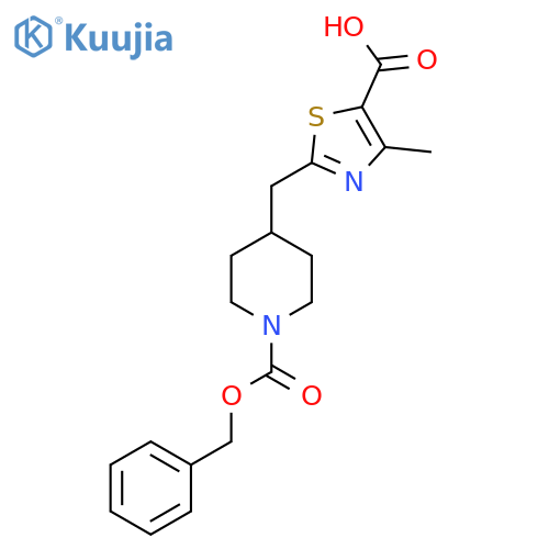 4-Methyl-2-[(1-phenylmethoxycarbonylpiperidin-4-yl)methyl]-1,3-thiazole-5-carboxylic acid structure