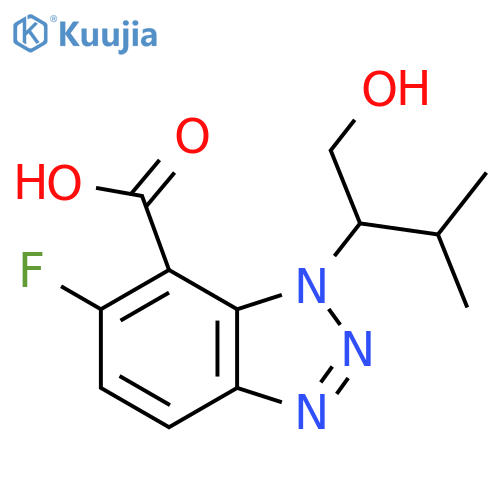 6-fluoro-1-(1-hydroxy-3-methylbutan-2-yl)-1H-1,2,3-benzotriazole-7-carboxylic acid structure