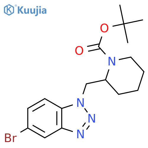 tert-butyl 2-[(5-bromo-1H-1,2,3-benzotriazol-1-yl)methyl]piperidine-1-carboxylate structure