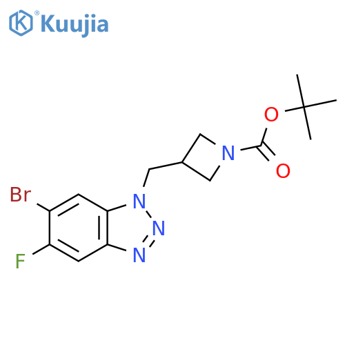 tert-butyl 3-[(6-bromo-5-fluoro-1H-1,2,3-benzotriazol-1-yl)methyl]azetidine-1-carboxylate structure