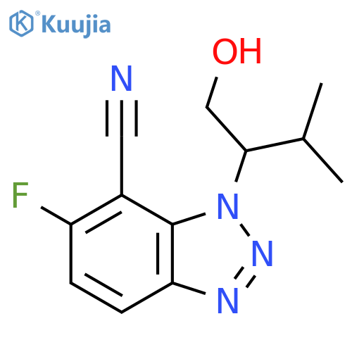 6-fluoro-1-(1-hydroxy-3-methylbutan-2-yl)-1H-1,2,3-benzotriazole-7-carbonitrile structure