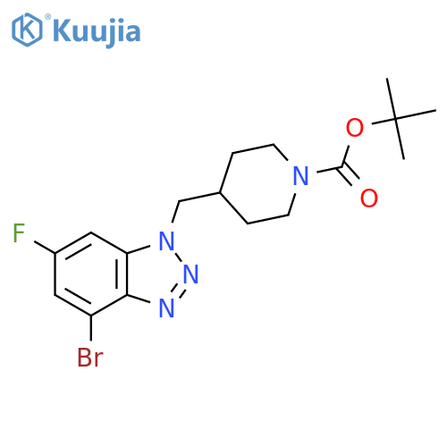tert-butyl 4-[(4-bromo-6-fluoro-1H-1,2,3-benzotriazol-1-yl)methyl]piperidine-1-carboxylate structure