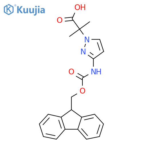 2-3-({(9H-fluoren-9-yl)methoxycarbonyl}amino)-1H-pyrazol-1-yl-2-methylpropanoic acid structure