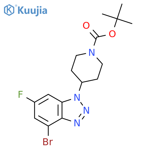 tert-butyl 4-(4-bromo-6-fluoro-1H-1,2,3-benzotriazol-1-yl)piperidine-1-carboxylate structure