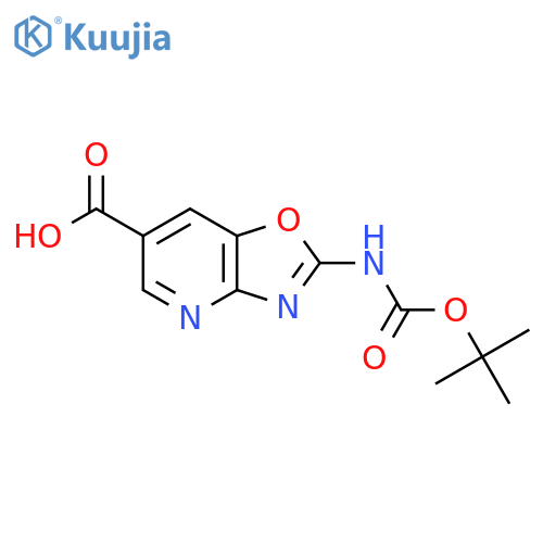 2-{[(Tert-butoxy)carbonyl]amino}-[1,3]oxazolo[4,5-b]pyridine-6-carboxylic acid structure