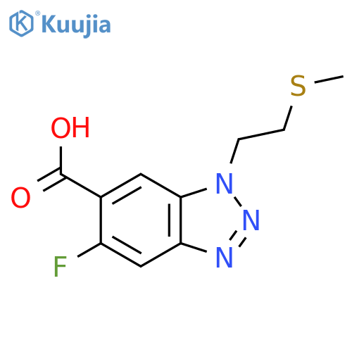 5-fluoro-1-[2-(methylsulfanyl)ethyl]-1H-1,2,3-benzotriazole-6-carboxylic acid structure