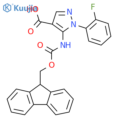 5-({[(9H-fluoren-9-yl)methoxy]carbonyl}amino)-1-(2-fluorophenyl)-1H-pyrazole-4-carboxylic acid structure