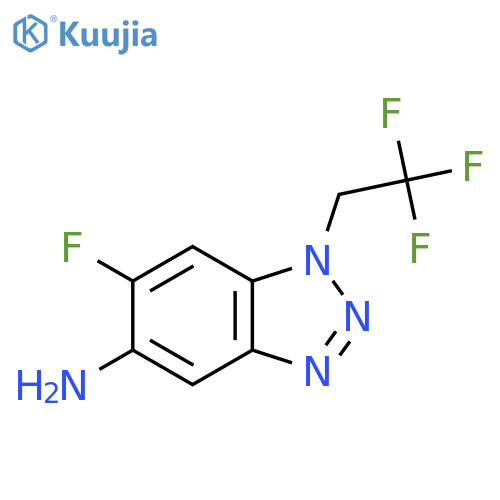 6-fluoro-1-(2,2,2-trifluoroethyl)-1H-1,2,3-benzotriazol-5-amine structure