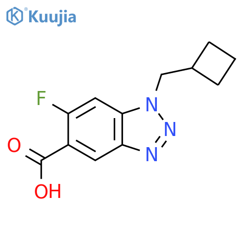 1-(cyclobutylmethyl)-6-fluoro-1H-1,2,3-benzotriazole-5-carboxylic acid structure