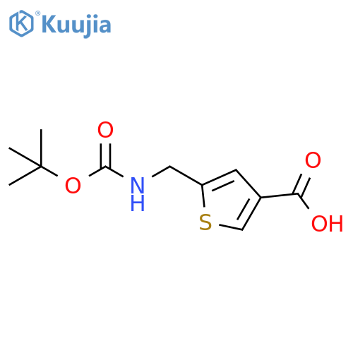 5-({(tert-butoxy)carbonylamino}methyl)thiophene-3-carboxylic acid structure