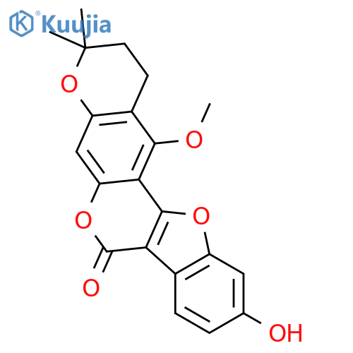 1H,7H-Benzofuro[3,2-c]pyrano[3,2-g][1]benzopyran-7-one,2,3-dihydro-10-hydroxy-13-methoxy-3,3-dimethyl- structure