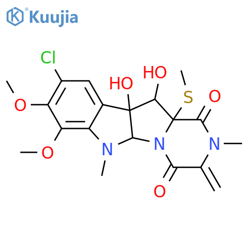 2H-Pyrazino[1',2':1,5]pyrrolo[2,3-b]indole-1,4(3H,5aH)-dione,9-chloro-6,10b,11,11a-tetrahydro-10b,11-dihydroxy-7,8-dimethoxy-2,6-dimethyl-3-methylene-11a-(methylthio)-(9CI) structure