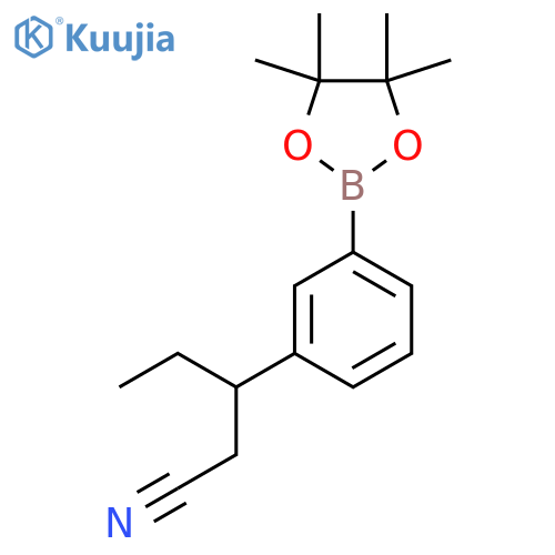 3-(3-(4,4,5,5-Tetramethyl-1,3,2-dioxaborolan-2-yl)phenyl)pentanenitrile structure