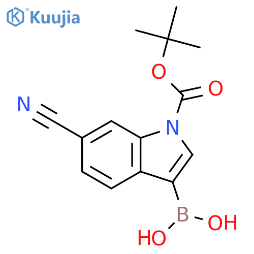 {1-[(tert-butoxy)carbonyl]-6-cyano-1H-indol-3-yl}boronic acid structure