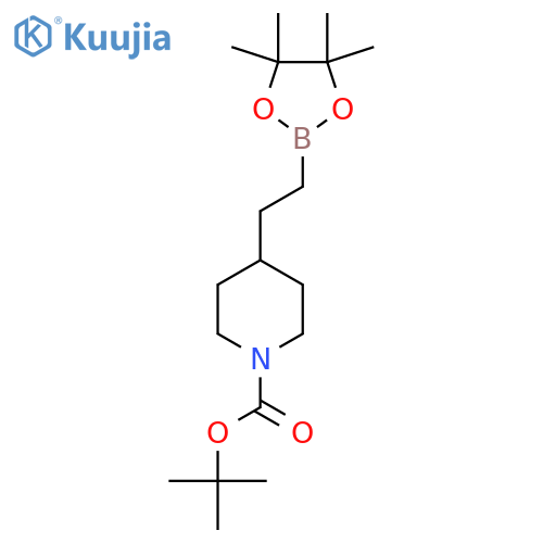 tert-butyl 4-2-(4,4,5,5-tetramethyl-1,3,2-dioxaborolan-2-yl)ethylpiperidine-1-carboxylate structure